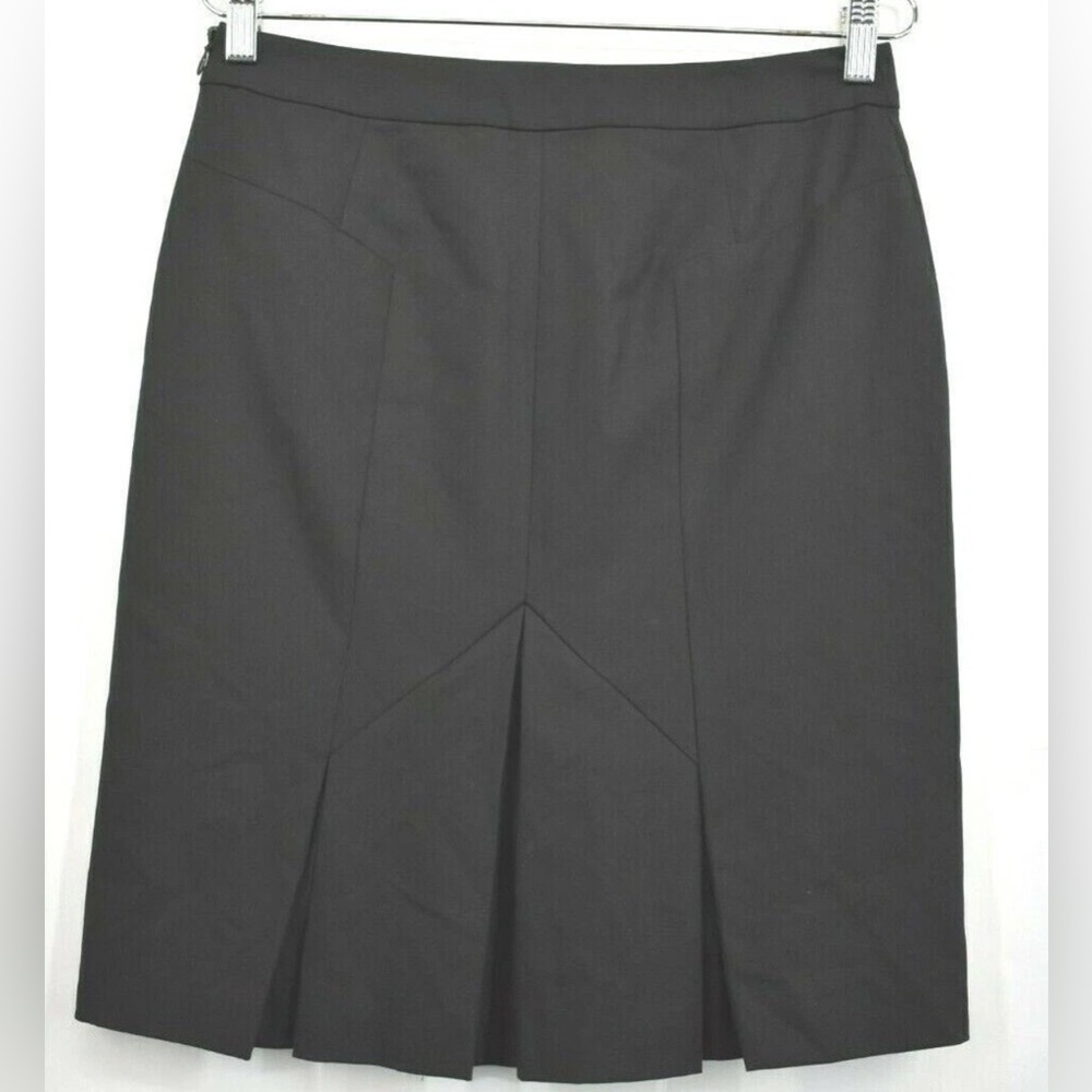 (A7) Ann‎ Taylor Loft Black Chic Career Back Pleat Skirt 14